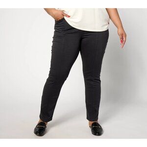 Denim & Co. Canyon Retreat Soft Twill Pant w Seaming Washed Black Reg 12 A636408